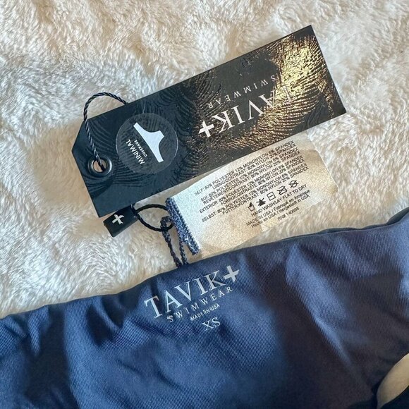 NWT Tavik Navy Ali Mini Swim Bottom Textured Chevron - Extra Small - Picture 3 of 9
